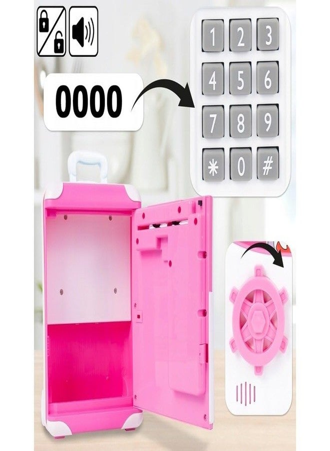 PLUSPOINT Piggy Bank Cash Coin Can ATM Bank Electronic Coin Money Bank for Kids Age 3-12, Money Savings Box Mini ATM Coin Bank Toys Gifts for 3 4 5 6 7 8 9 10 11 12 Year Old Boys Girls (Pink Trolley) - Image 3